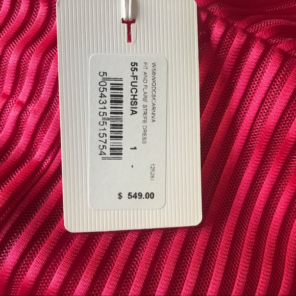 NWT Ted Baker Fuschia Pink Mesh Stripe Dress - Picture 6 of 6